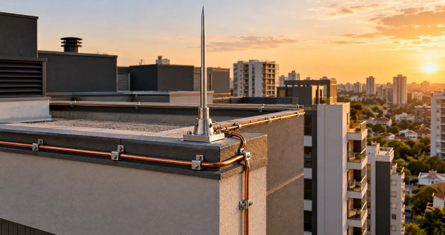 Sistema de para-raios instalado em condomínio – SPDA e aterramento MONSEG